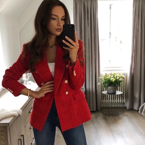 ZARA red double breasted blazer ASO Kate Middleton - Picture 4 of 8